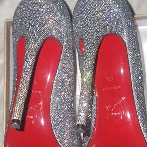 Christian Louboutin Sparkling Silver Heels